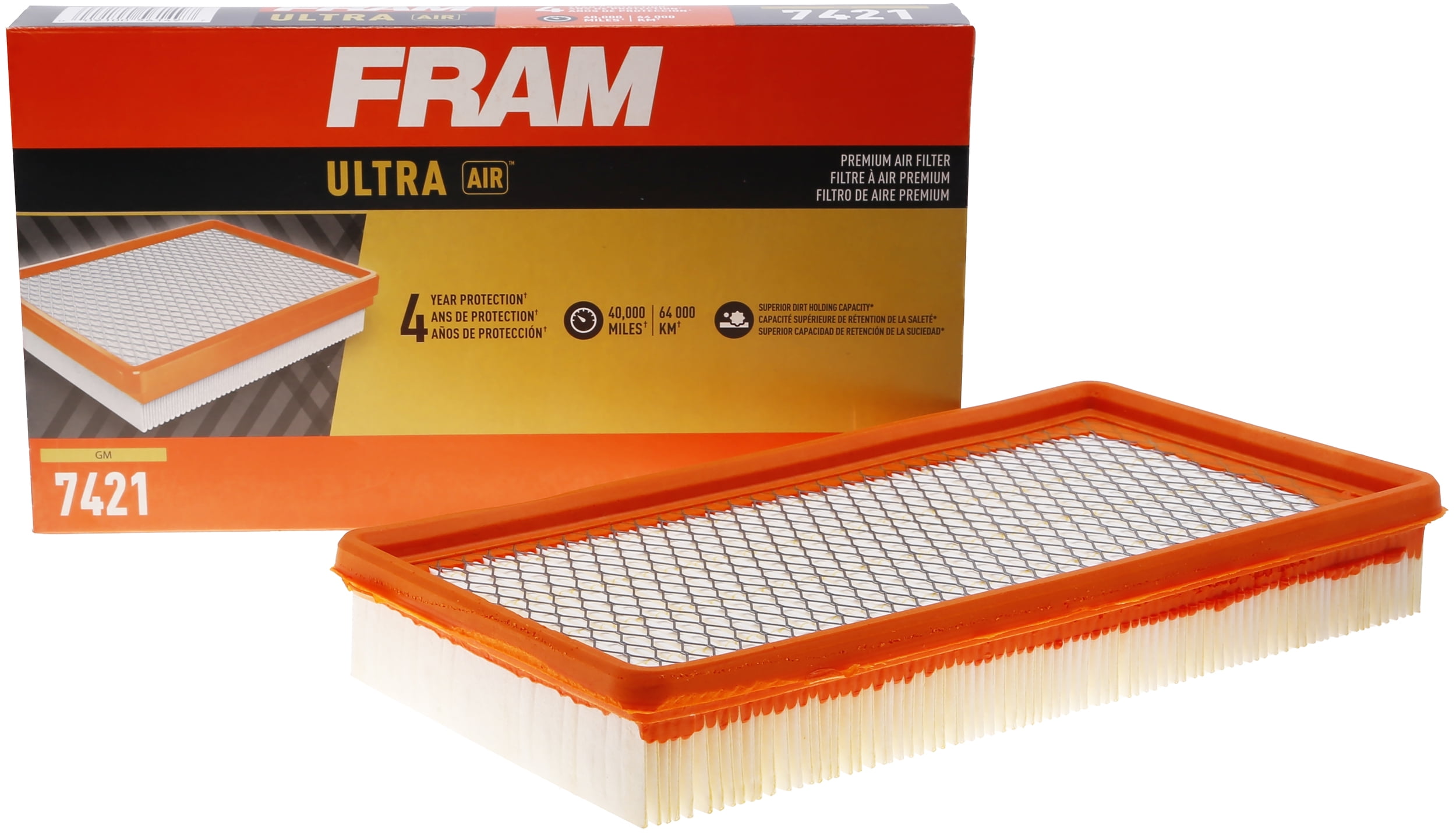 (2 pack) FRAM Ultra Premium 40,000 Mile Air Filter, 7421 for Select GM Vehicles