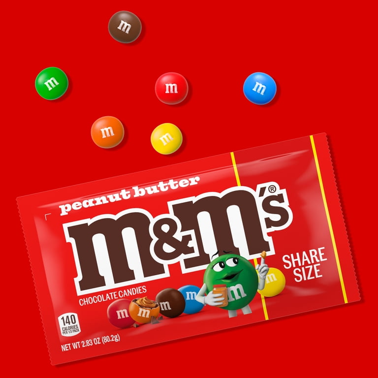 M&M'S Peanut Butter Milk Chocolate Candy Share Size 2.83 oz Bag