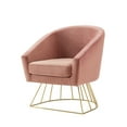 thumbnail image 2 of Inspired Home Delphine Velvet Accent Chair Metal Base Barrel, Blush/Gold, 2 of 8