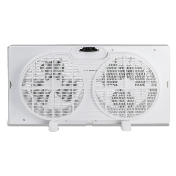 9" Dual Window Fan for Window Screen with 2 Speed Settings, Twin Window Fan with Manual Controls and Removable Legs, Horizontal Cooling Fan for Window