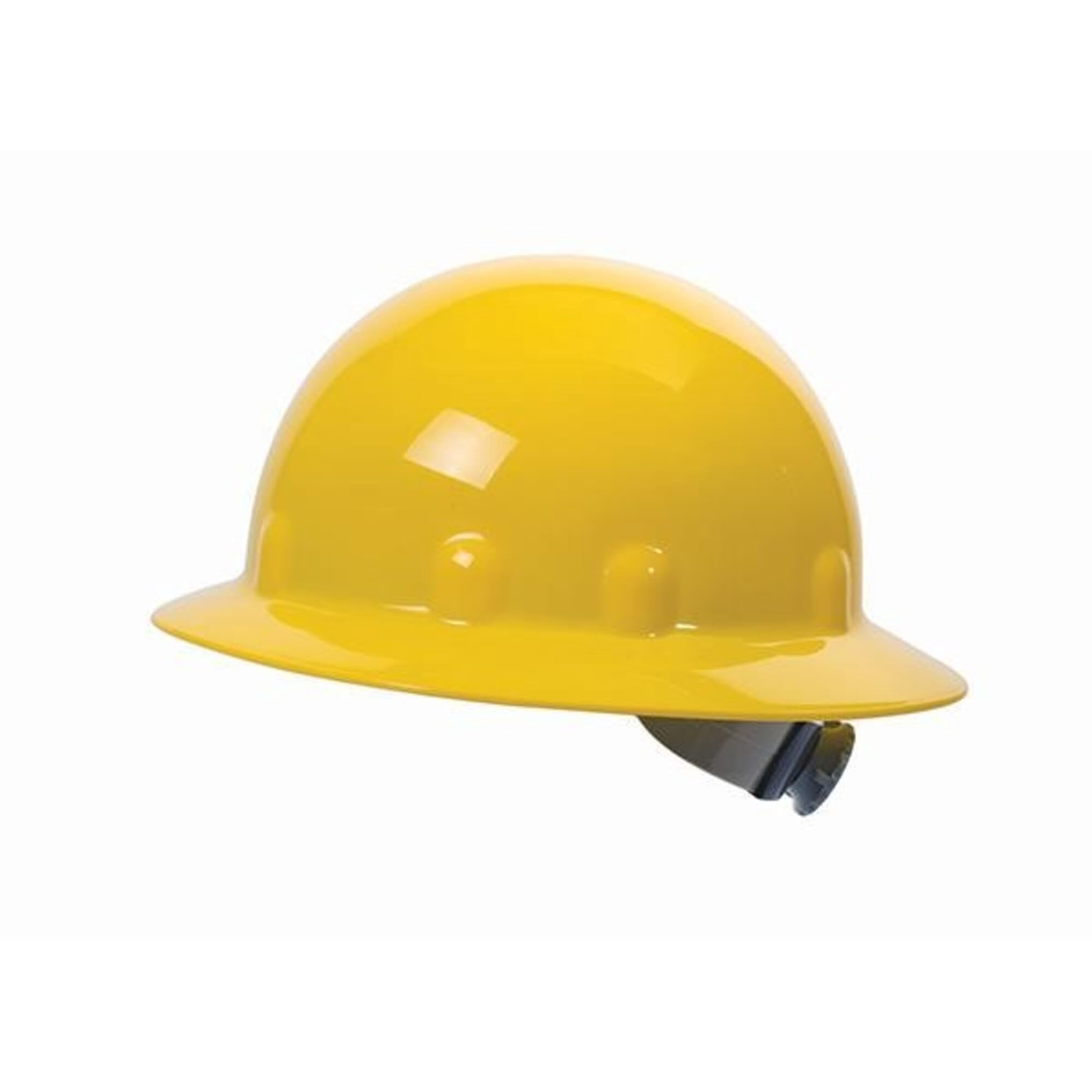 Fibre-Metal by Honeywell SuperEight Thermoplastic Full Brim Hard Hat with 8-Point Ratchet Suspension, Yellow, Model: E1RW02A000