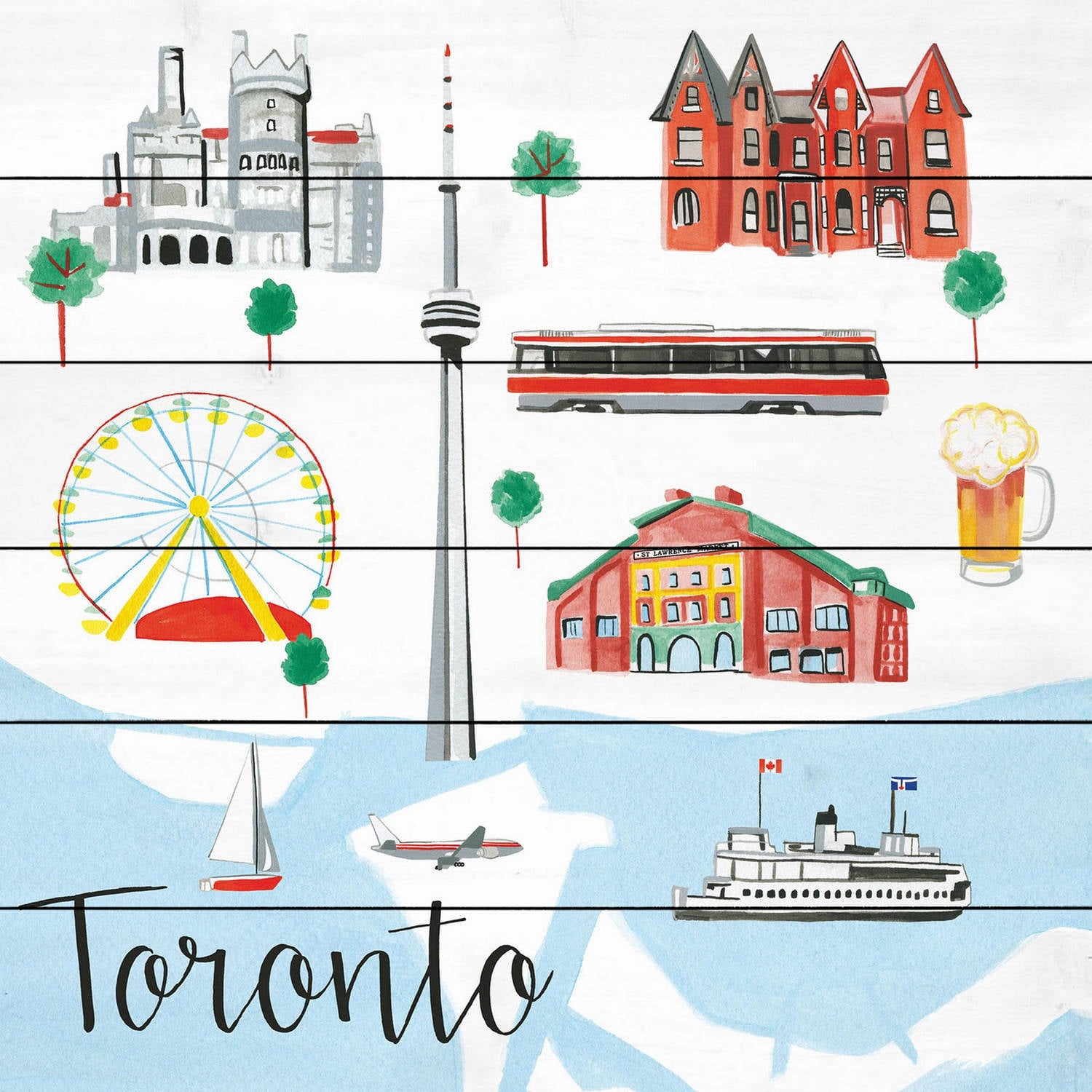 Marmont Hill "Toronto" by Molly Rosner Painting Print on White Wood