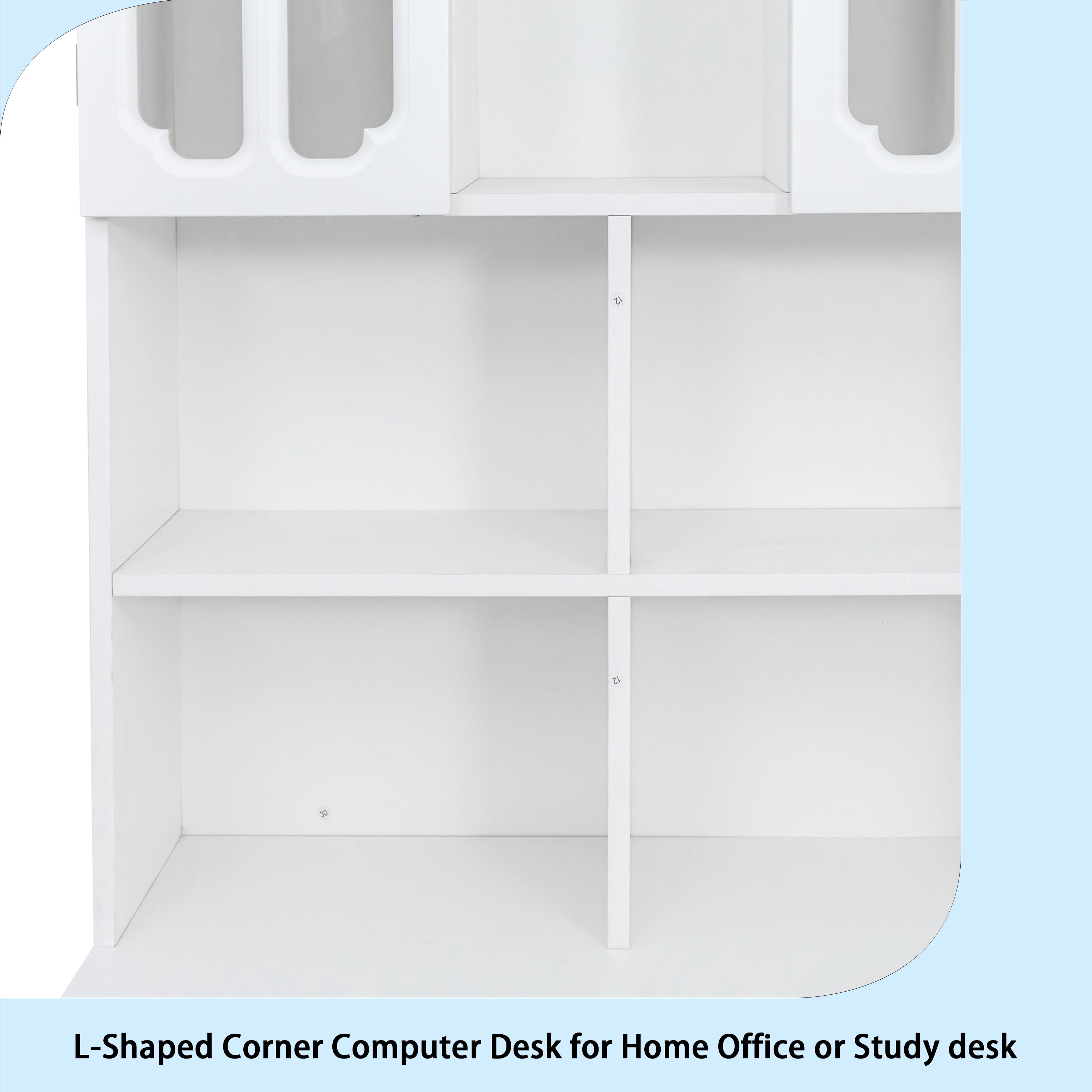 L-Shaped Corner Computer Desk for Home Office or Study desk, Study Modern Style Table with Drawers, Bookshelf & Hutch, 2-in-1 L-Shaped Design, Large Working Space,white