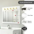 thumbnail image 5 of Design House Concord 36" Wall Mounted 5-Light Tri-View Bathroom Medicine Cabinet, White, 5 of 23