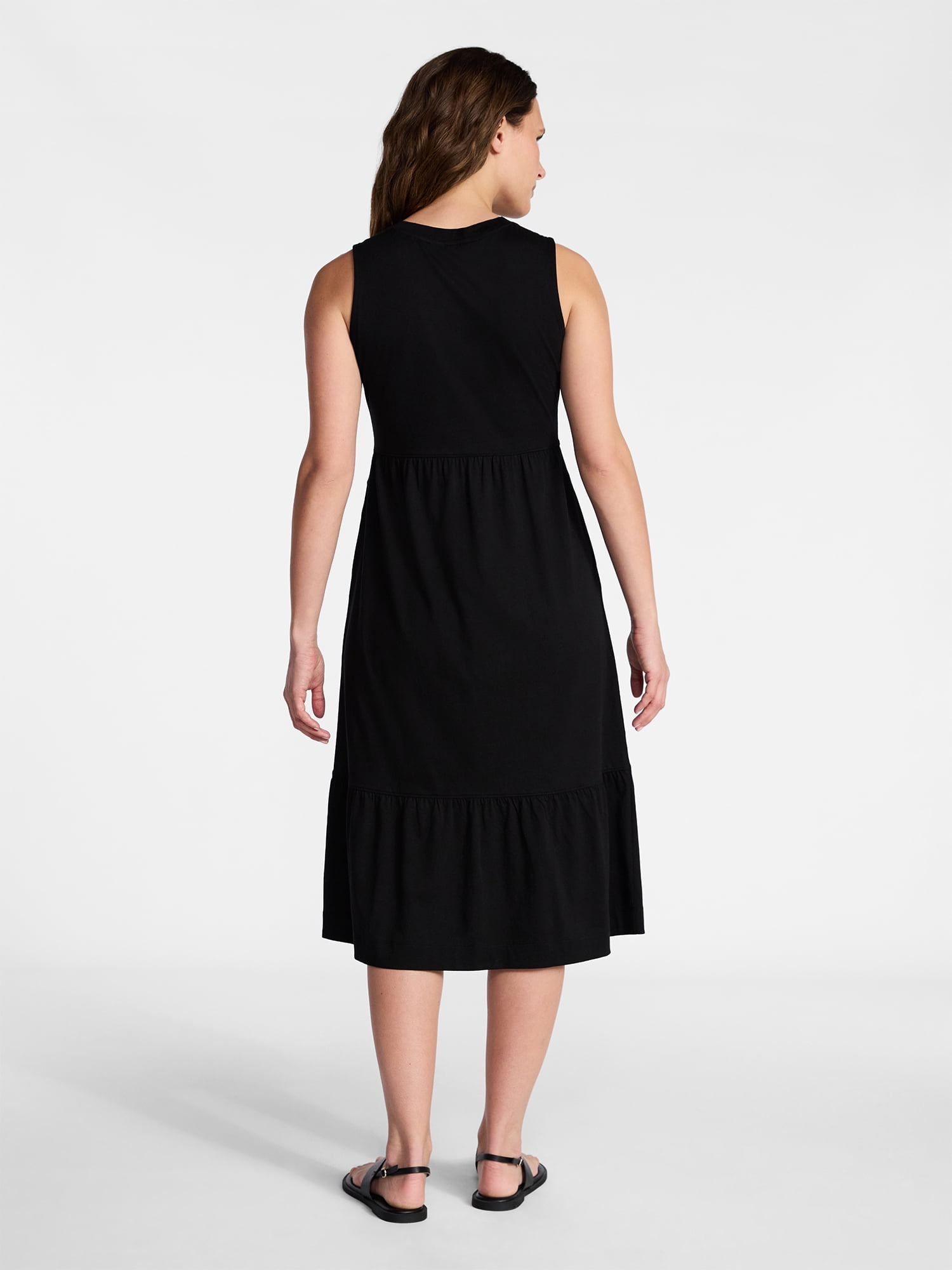 Time and Tru Women's Sleeveless Tiered Knit Dress, XS-XXXL
