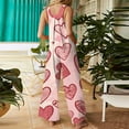 thumbnail image 7 of Fgvctg Valentine's Day Women's Jumpsuits Wide Leg Pant Date Night Spaghetti Straps Vintage Love Heart Print Jumpsuit Sleeveless Bib Overalls Sprimg Rompers Clothing With Pockets Watermelon Red 4XL, 7 of 7