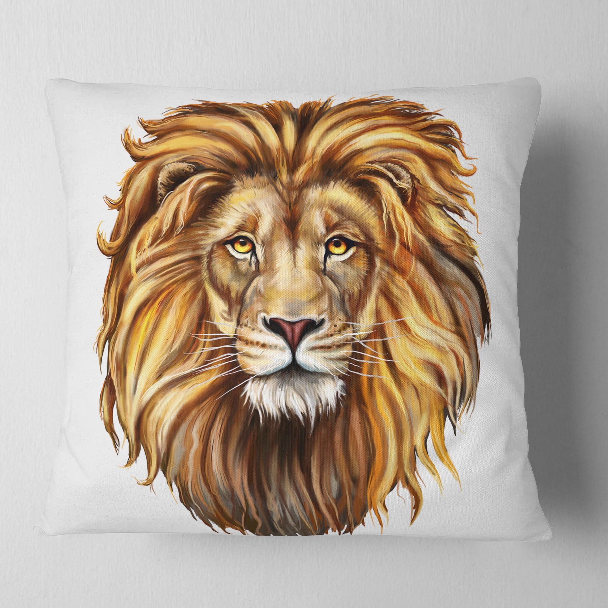 Designart King Lion Aslan - Animal Throw Pillow - 16x16