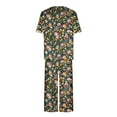 thumbnail image 5 of Two Piece Summer Pajamas Sets for Women Trendy Floral Print Lounge Set Short Sleeve Sleepwear Top and Capri Pants, 5 of 6