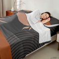thumbnail image 4 of Manfei Boho Sun and Leaf Bed Sheets, Mid Century Geometric Fuul Size Sheets, Gray and Blush, Reversible 4pcs1 Flat Sheet + 1 Fitted Sheet + 2 Pillowcases, 4 of 6