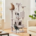 thumbnail image 2 of Yaheetech 53.9" H Cat Tree with Double Condos, Scratching Posts & Ramp, Brown/White, 2 of 7