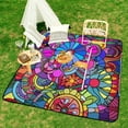 thumbnail image 6 of Cute Colorful Flower Picnic Blanket Waterproof Outdoor Beach Blanket Hand-held Pad Suitable for Travel, Camping, Beach, Family Gatherings, 6 of 7
