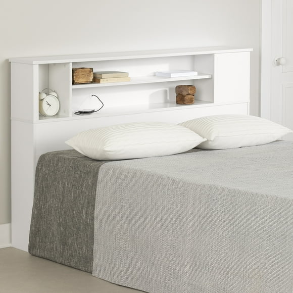 South Shore Fusion Full/Queen Bookcase Headboard, in Pure White