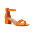 thumbnail image 1 of BLISSFUL STEP Women's Shoes Open Toe Block Heel Ankle Strap Sandals Orange 8.5, 1 of 7