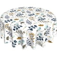 thumbnail image 1 of Blue Grey White Floral Leaves Round Tablecloth 60 Inch Spring Summer Leaf Table Clothes Rustic Reusable Circle Table Cover for Picnic Party Dining Room Home Indoor Outdoor Decor, 1 of 7