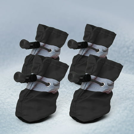 ZGAD 1 Pair/4pcs Reflective Dog Boots  All-Season PVC Pet Paw Protectors  Anti-Slip Waterproof Pet Shoes  Machine Washable  with Snap Button Closure for Small  Medium  and Toy Breeds  for Outdoor Use