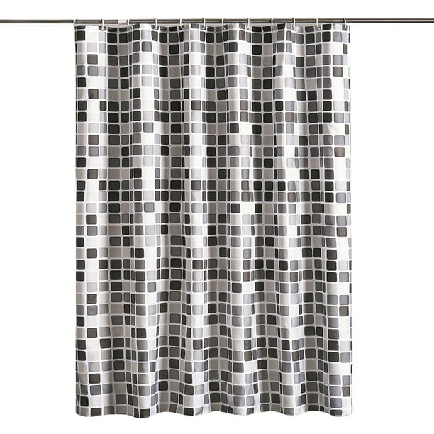 1 cortina de ducha impermeable con estampado geométrico, cortinas de baño con patrón de mosaico, tel Meterk 150cm * 200cm