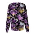 thumbnail image 3 of Women Valentines Scrub Jackets Plus Size Casual Snap Front Cute Love Heart Printed Scrub Tops Hoilday Long Sleeve Scrubs Medical Nurse Uniform Nursing Workwear with Pockets Light Purple 3XL, 3 of 4
