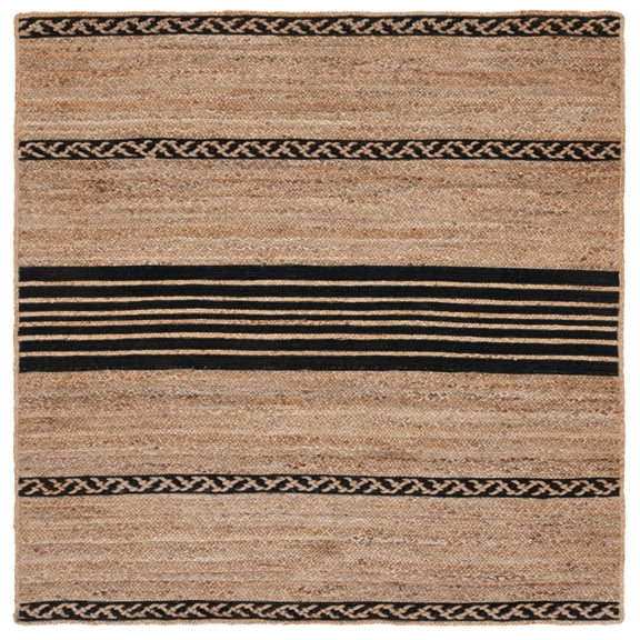 SAFAVIEH Natural Fiber Seanna Striped Area Rug, Natural/Black, 6' x 6' Square