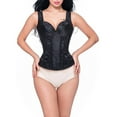 thumbnail image 3 of MISS MOLY Women's Gothic Jacquard Shoulder Straps Tank Overbust Corset Bustiers Plus Size Black, Style CZ9994, 3 of 7