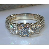 3Ct Round Cut Lab Created Diamond Anniversary Engagement Ring 14K White Gold Plated Silver