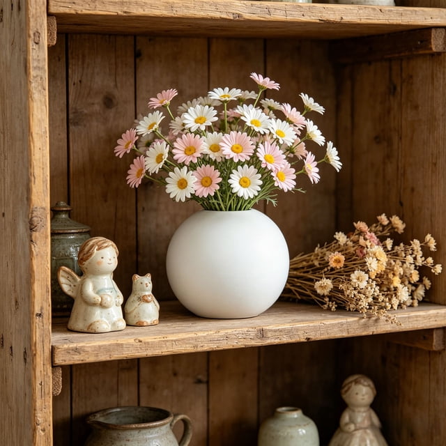 Jarrón de plástico para flores secas, plantas y pampas: pequeño jarrón decorativo para mesa de centro, mesa de comedor, escritorio o estante.