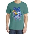 thumbnail image 2 of Wild Bobby, Wolf Painting Splatter, Animal Lover, Garment-Dyed Washed Look Short Sleeve T-Shirt, Emerald, X-Large, 2 of 3