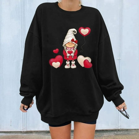 

Hvyesh Women s Valentine s Day Raglan Pullover Sweater Crewneck Heart Letter Sweatshirt Cricket Boyfriend Blouses Tops for Leggings Black shirts for women XL