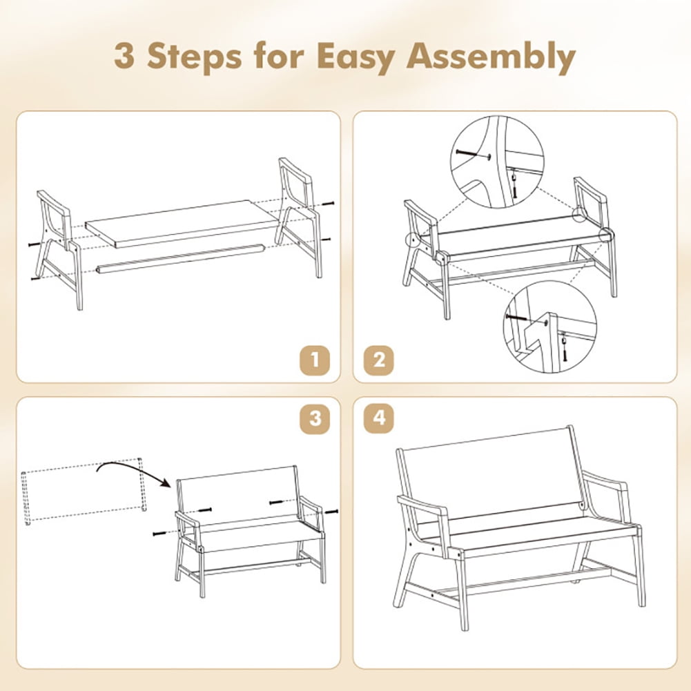 Aimee Lii Outdoor Acacia Wood Bench with Backrest and Armrests, Outdoor Patio Furniture