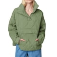 thumbnail image 2 of Fall Winter Women Long Sleeve Stand Collar Quilted Hoodies Puffer Jacket, 2 of 5