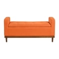 thumbnail image 3 of Newboti Furniture Mid-Century Modern Lift Top Storage Bench 1pc Tufted Orange Upholstered Solid Wood Walnut Finish Wooden Furniture 07573, 3 of 9
