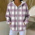 thumbnail image 2 of Yangnuo Womens Trendy Plaid Printed Comfy Hooded Jackets 2025 Women's Fashion Casual Printing Long Sleeve Pocket Hooded Pit Strip Zippered Pocket Sweatshirt Hoodie Coat, 2 of 5