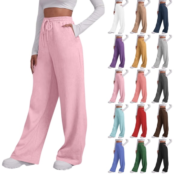 Women's High-Waisted Sweatpants with Pockets Solid Color Casual Loose Sports Pants And Sweatpants With Pocket Casual Joggers for Travel