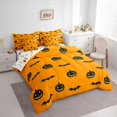 thumbnail image 2 of Manfei Halloween Pumpkin Queen Bedding, Orange Spooky Bat Bedding Comforter Set Queen, Halloween Reversible, 7pcs, 2 of 7