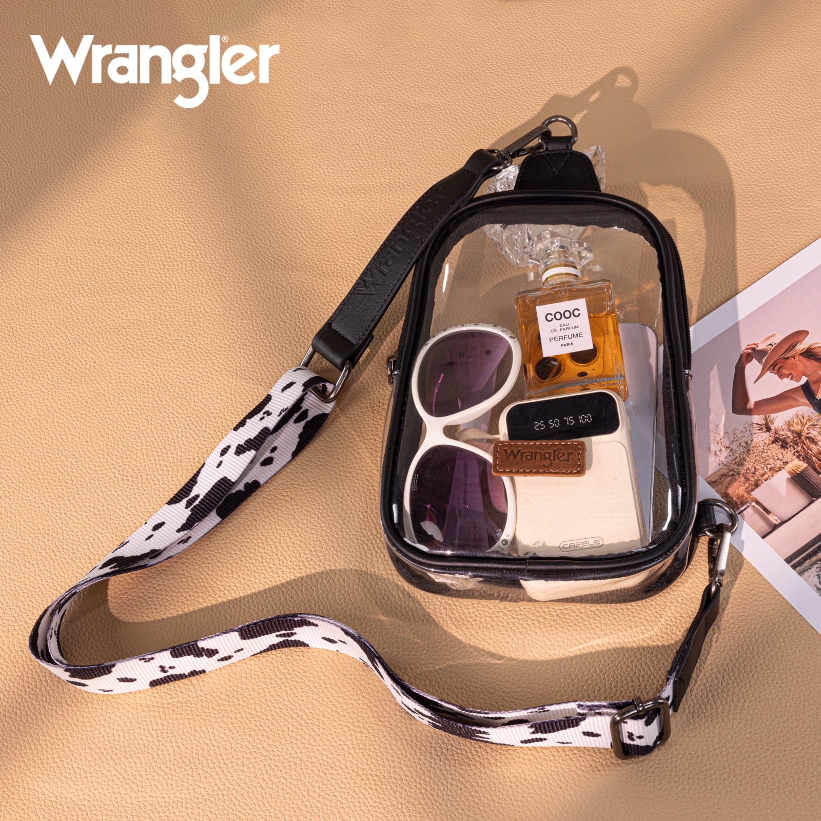 Wrangler Crossbody Clear Sling Bags for Women Stadium Approved Cross Body Purse for Sports Events Concerts