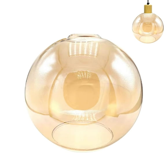 FSLiving 9.8" Clear Amber Glass Globe Lamp Shade Replacement, Brown Glass Ball Cover, Sphere Shade DIY Torchiere Shade Decorative for Pendants Table Lamp Swag Ceiling Lamp Wall Sconce 1-Pack