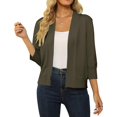 thumbnail image 1 of Women's 3/4 Sleeve Cropped Cardigan Sweater Open Front Short Shrugs Cardigans Lightweight Sweaters, 1 of 1