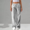thumbnail image 2 of Women's Soft Wide Leg Pants, Elastic Drawstring Waist Pants with Pockets, Casual Loose Trousers for Beach, Summer, Lounge, Spring, Women's Pants | UKHCCC,Black M, 2 of 8