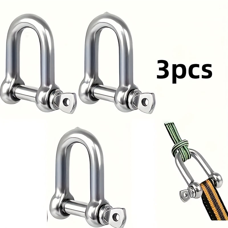 D-Shaped Ring Locking Clips, Metal Alloy for Construction Rigging, Vehicle Recovery, Towing, Securing, Hanging, Multipurpose Hardware, Outdoor Keychain Carabiner/Corrosion Resistant/Fuctional Design