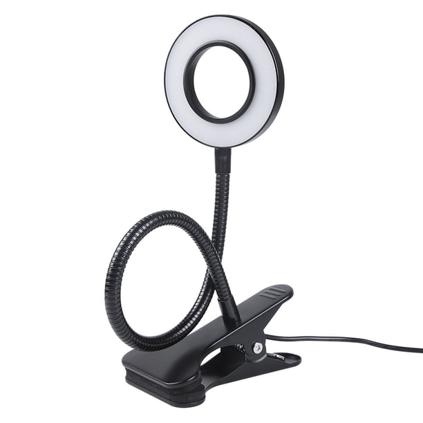 Lámpara de escritorio negra de 8 W con abrazadera y adaptador, 3 colores y 10 regulables, lámpara LED USB flexible, lámpara de lectura con clip para la cama del niño, lámpara con abrazadera para traba