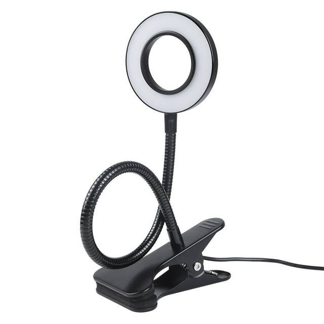Lámpara de escritorio negra de 8 W con abrazadera y adaptador, 3 colores y 10 regulables, lámpara LED USB flexible, lámpara de lectura con clip para la cama del niño, lámpara con abrazadera para traba