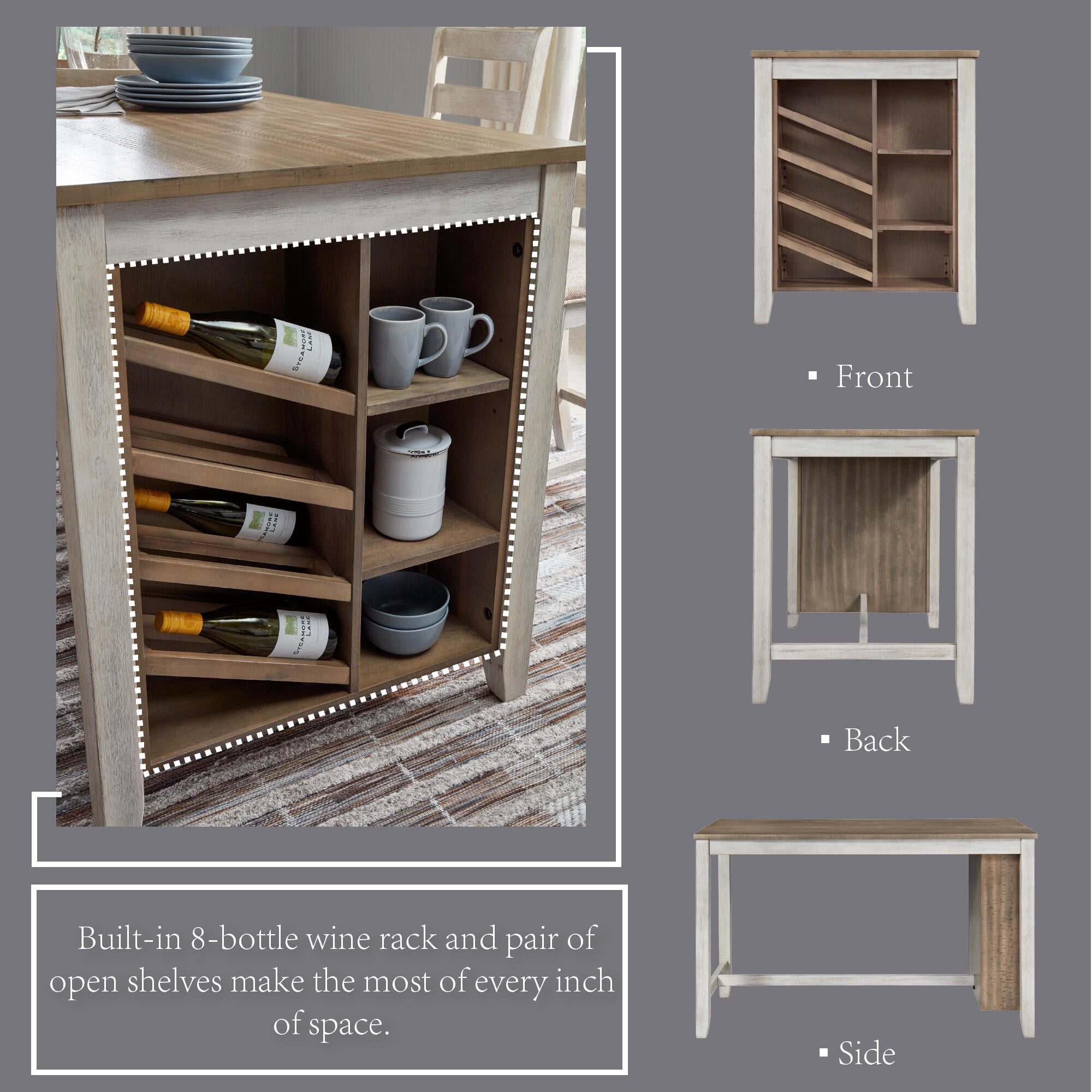 Signature Design by Ashley Casual Skempton Counter Height Dining Table  White/Light Brown