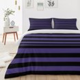 thumbnail image 4 of Halloween Theme 4 Piece Bedding Set, Purple and Black Stripes Twin Size Duvet Cover Set with Zipper Closure & Corner Ties Soft Breathable Comforter Cover for Bedroom, 4 of 9