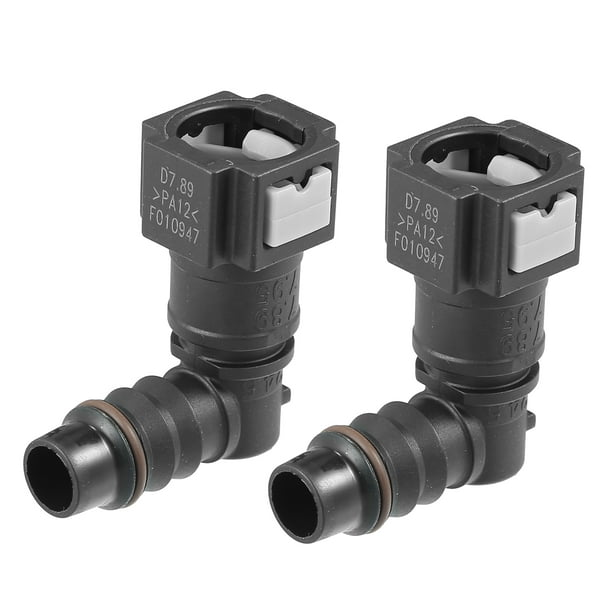 2pcs Fuel Line Quick Connect 90 Degree Push-On Single Barb Fuel Hose  Adapter Connector for 5/16 to 3/8 Nylon Tube 
