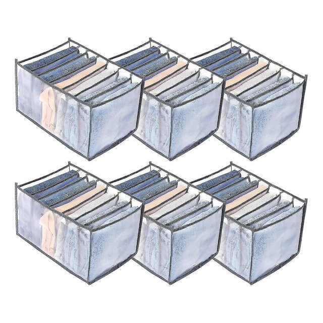 White Caja de almacenamiento de ropa de 7 compartimentos, 6 piezas, caja de almacenamiento de ropa plegable
