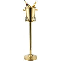 Champagne Bucket with Stand, Gold Ice Bucket Floor Standing Bar Stand Wine Cooler Gold w/stand Stainless Steel Ice Bucket Wine Ice Bucket Champagne Chiller for BBQ, Parties, Bars, Ktv, Clubs
