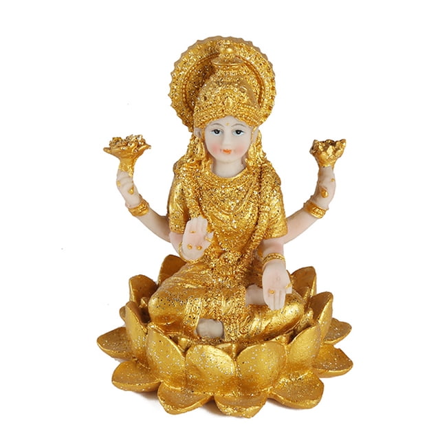 Matsuzay Mini Diosa Oro Indio Prosperidad Feng Shui Budismo Jardín Adorno Decoración del hogar Tipo B