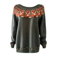 thumbnail image 4 of LEKDFST Fair Isle Pullover Sweaters for Women Casual Leopard Print Knitted Fall Sweaters Long Sleeve Crew Neck Jumper Tops Orange M, 4 of 8