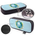 thumbnail image 4 of Lsque Dreaming Travel Printed Big Capacity PU Leather Pencil Case Large Pencil Pouch Stationery Pen Bag Pencil Holder for Teen, 4 of 6