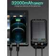 thumbnail image 6 of 32000mAh Solar Charger for Cell Phone iPhone, Portable Solar Power Bank with Dual 5V USB Ports, 2 LED Light Flashlight, Compass Battery Pack for Outdoor Camping Hiking(Black), 6 of 7
