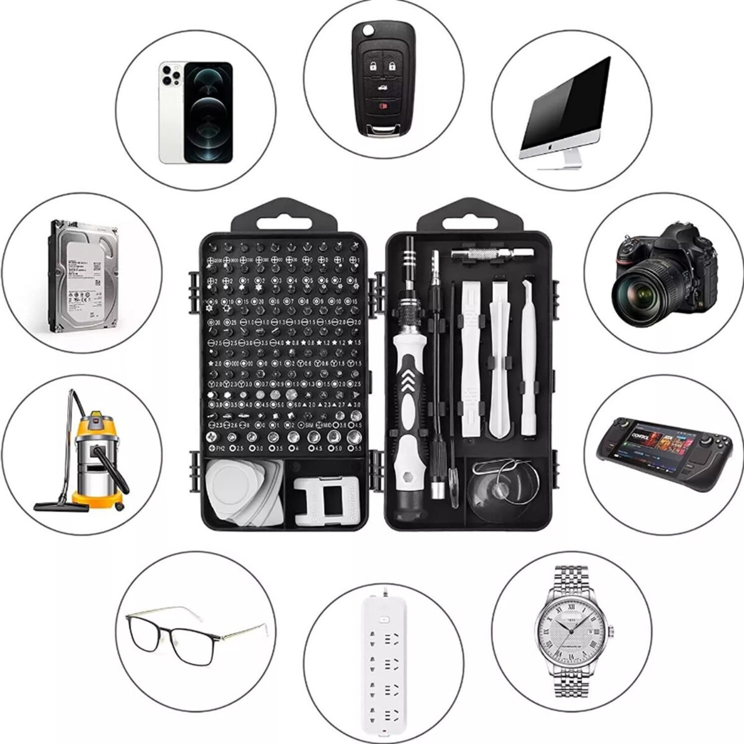 115 in 1 Magnetic Precision Repair Screwdriver Set with 98 Bits Magnetic Driver for Phone Computer Watch Professional Magnetic Repair Tool Kit